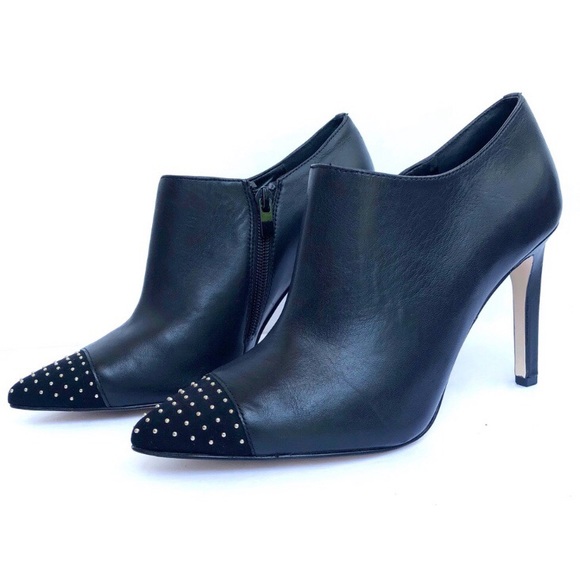 White House Black Market Shoes - WHBM Black Leather Pumps with Studded Toes